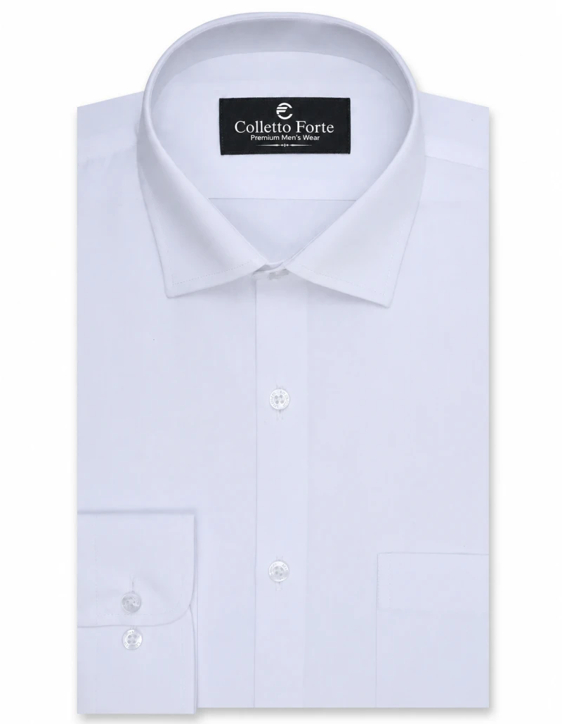 White Cotton Men's Formal Shirt image